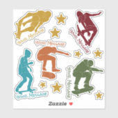 Aangepast bericht 5 Skateboarders Skaters Stickers (Vel)