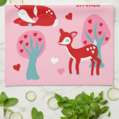 Aangepast bericht Cute Red Deer Valentijnsdag Theedoek (Gevouwen)