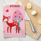 Aangepast bericht Cute Red Deer Valentijnsdag Theedoek (Quarter Fold)