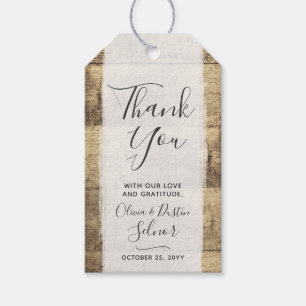 Aangepast bericht Dank u Rustieke Houten Huwelijks Cadeaulabel