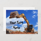 Aangepast bericht Digger Tractor Briefkaart (Voorkant / Achterkant)