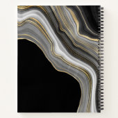 Aangepast bericht en monogram, Agate Gold Grey Bla Notitieboek (Achterkant)
