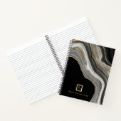 Aangepast bericht en monogram, Agate Gold Grey Bla Notitieboek (Binnen)