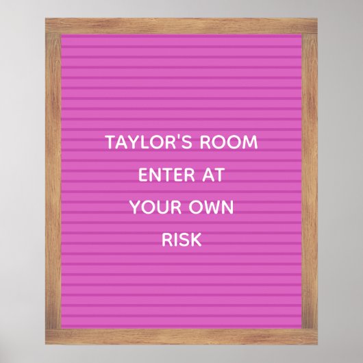 Aangepast bericht Poster voor roze briefbord Aange (Voorkant)