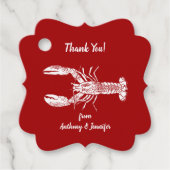Aangepast bericht rode en witte kreeft bedankjes labels (Voorkant)