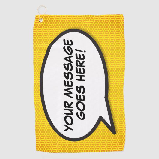 Aangepast Bericht Speech Bubble Leuk Stripboek Golfhanddoek (Voorkant)