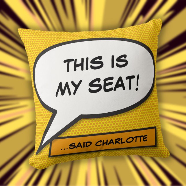 Aangepast Bericht Spraakballon Fun Strips Kussen (Custom Message Speech Bubble Fun Comic Book Throw Pillow)