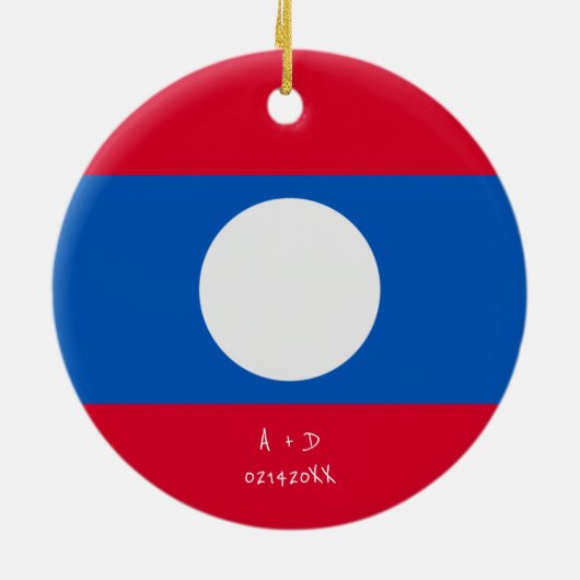 Aangepast bericht vlag Laos Keramisch Ornament (Achterkant)