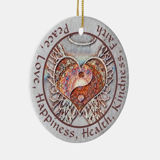 Aangepast bericht Yin Yang Heart Keramisch Ornament (Rechts)