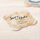 Aangepast Bespaar onze datum Wood grain Wedding Ru Kartonnen Onderzetters (Gekanteld)