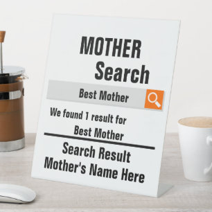 Aangepast beste moederzoekresultaat grappige moede reclamebord met voetstuk