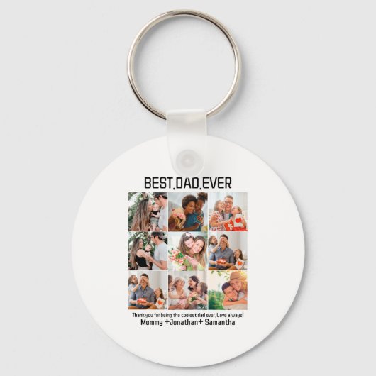 Aangepast beste vader ooit vaders Dag 9 Foto Colla Sleutelhanger (Voorkant)