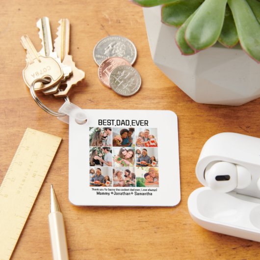 Aangepast beste vader ooit vaders Dag 9 Foto Colla Sleutelhanger (Bureau)