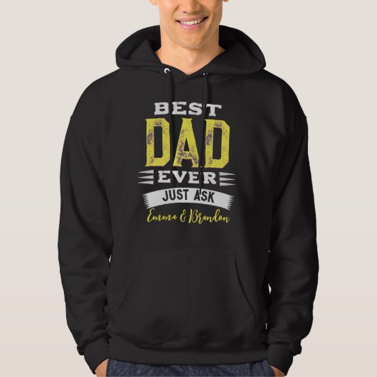 Aangepast beste vader Papa vader ooit gewoon grapp Hoodie (Voorkant)