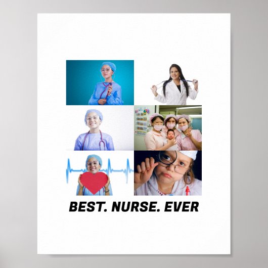 Aangepast beste verpleegster ooit 6 fotocollage poster (Voorkant)