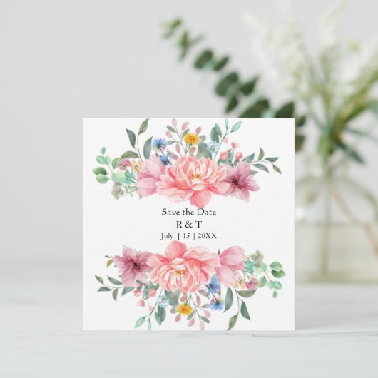 Aangepast Bewaar de datum Bloemkaart Save The Date (Staand voorkant)