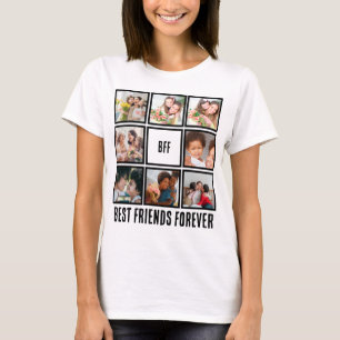 Aangepast BFF Beste vrienden voor 8 Foto collage T-shirt