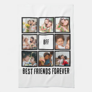 Aangepast BFF Beste vrienden voor 8 Foto collage Theedoek