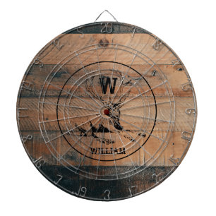 Aangepast bijtend hout, textiel en meer monogram dartbord