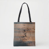 Aangepast bijtend hout, textiel en meer monogram draagtas (Voorkant)