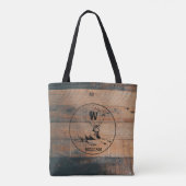 Aangepast bijtend hout, textiel en meer monogram draagtas (Achterkant)