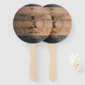 Aangepast bijtend hout, textiel en meer monogram handwaaier (Voorkant en achterkant)