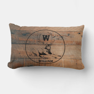 Aangepast bijtend hout, textiel en meer monogram kussen
