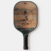Aangepast bijtend hout, textiel en meer monogram pickleball paddle (Voorkant)