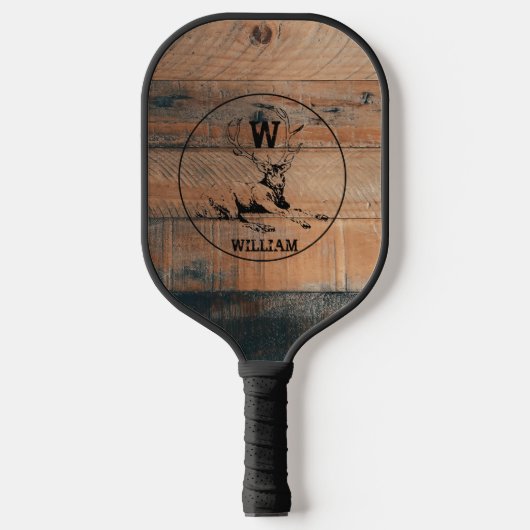 Aangepast bijtend hout, textiel en meer monogram pickleball paddle (Voorkant)