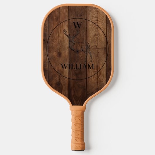 Aangepast bijtend hout, textiel en meer monogram pickleball paddle (Voorkant)