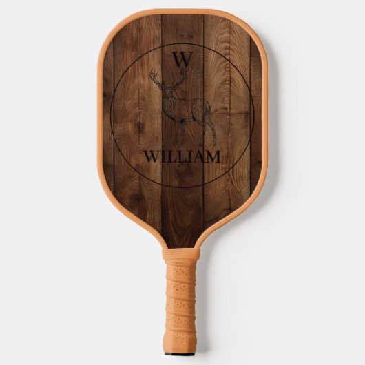 Aangepast bijtend hout, textiel en meer monogram pickleball paddle (Achterkant)