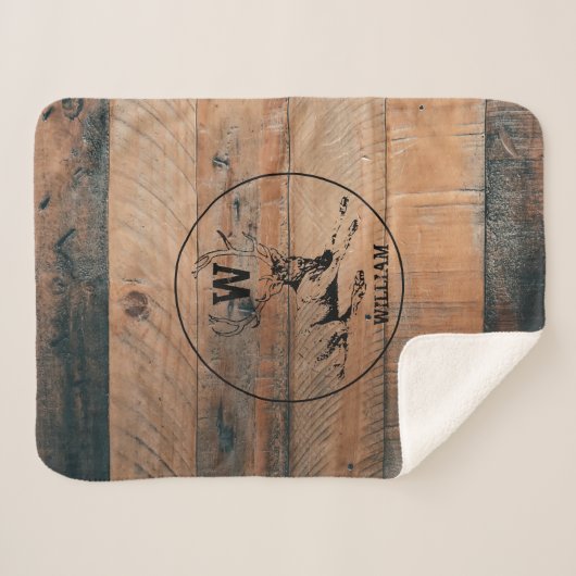 Aangepast bijtend hout, textiel en meer monogram sherpa deken (Voorkant (horizontaal))