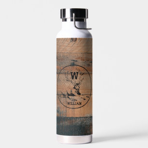 Aangepast bijtend hout, textiel en meer monogram waterfles