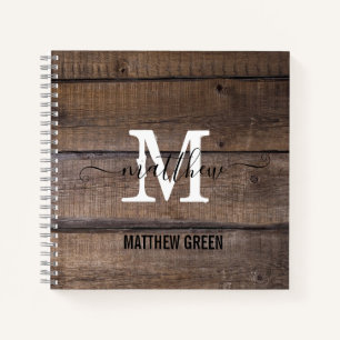 Aangepast bijtend monogrammed het Manuscript van h Notitieboek