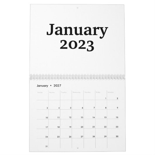 Aangepast blanco kalender 2023 met Feestdagen (Jan 2027)