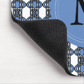 Aangepast blauw Abstract Scarab Patroonmonogram Muismat (Hoek)