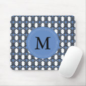 Aangepast blauw Abstract Scarab Patroonmonogram Muismat (Met muis)