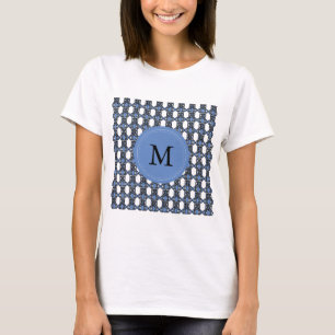 Aangepast blauw Abstract Scarab Patroonmonogram T-shirt