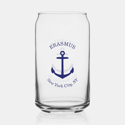 Aangepast blauw ankerembleem blikvorm glas (Voorkant)