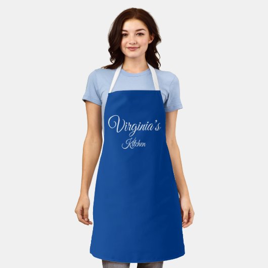 Aangepast blauw Apron Schort (Gedragen)