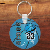 Aangepast blauw Basketball Sleutelhanger (Voorkant)