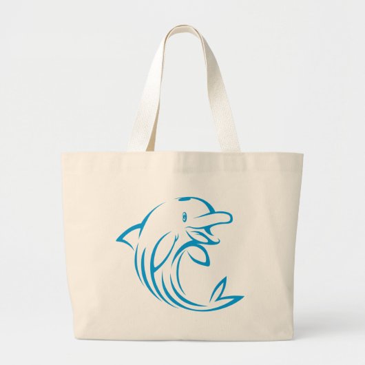 Aangepast blauw dolfijn Logo Grote Tote Bag (Voorkant)