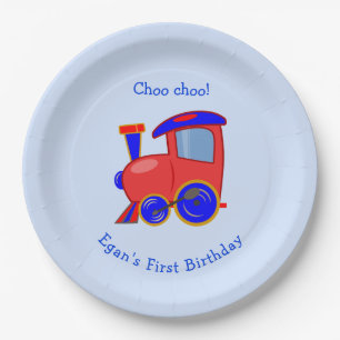 Aangepast blauw- en rood trainpapier Bord