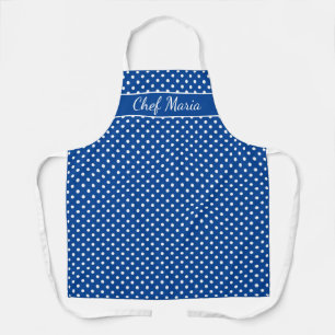 Aangepast blauw en wit pokadotpatroon koken schort