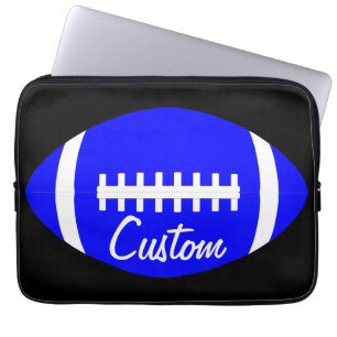 Aangepast blauw Football team, speler of coach lap Laptop Sleeve