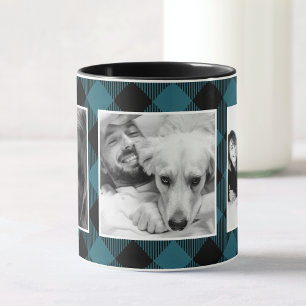 Aangepast blauw fotobufferpatroon mok
