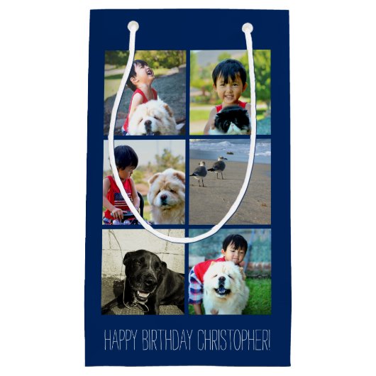 Aangepast blauw fotomozaïekAfbeelding collage Klein Cadeauzakje (Voorkant)