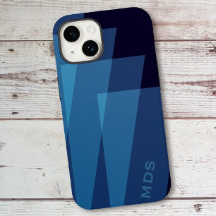 Aangepast blauw geometrisch modern Case-Mate iPhone 14 hoesje