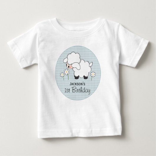 Aangepast blauw Gingham Lamb Birthday (Voorkant)