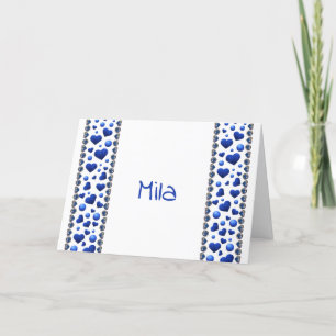 Aangepast blauw glitter hart feestdagen kaart